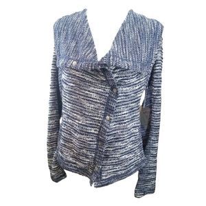 Forever 21 Sweater Jacket Asymmetrical Snap-up Marled Knit